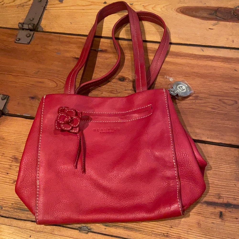 Kenneth Cole Reaction Red Leather Tote Bag